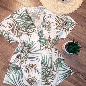 White tropical print BLOUSE